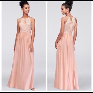 David’s Bridal Blush Dusty Rose Pink Long Dress